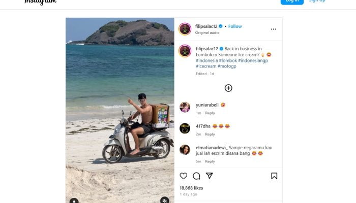 Momen Kocak Filip Salac, Rider Moto2 yang Jadi Penjual Es Krim di Pantai Mandalika