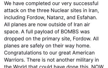 Donald Trump Umumkan Serangan ke Tiga Fasilitas Nuklir Iran