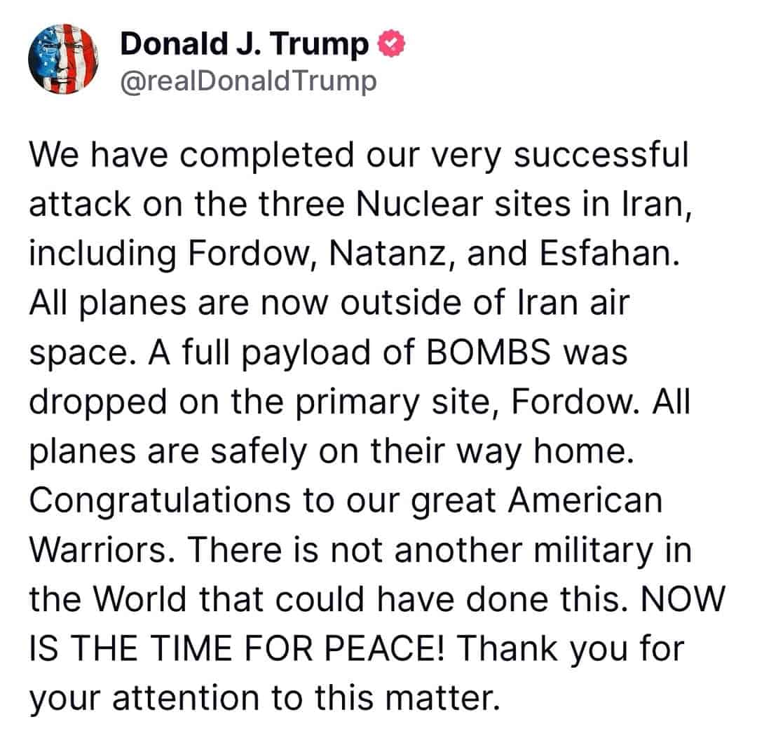 Donald Trump Umumkan Serangan ke Tiga Fasilitas Nuklir Iran