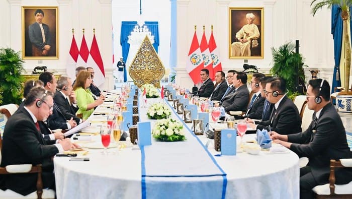 Prabowo Sambut Presiden Peru dengan Jamuan Makan Siang di Istana Merdeka