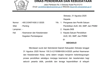 Dispendikbud Sidoarjo Hentikan Kegiatan Tatap Muka, Antisipasi Situasi Tak Kondusif