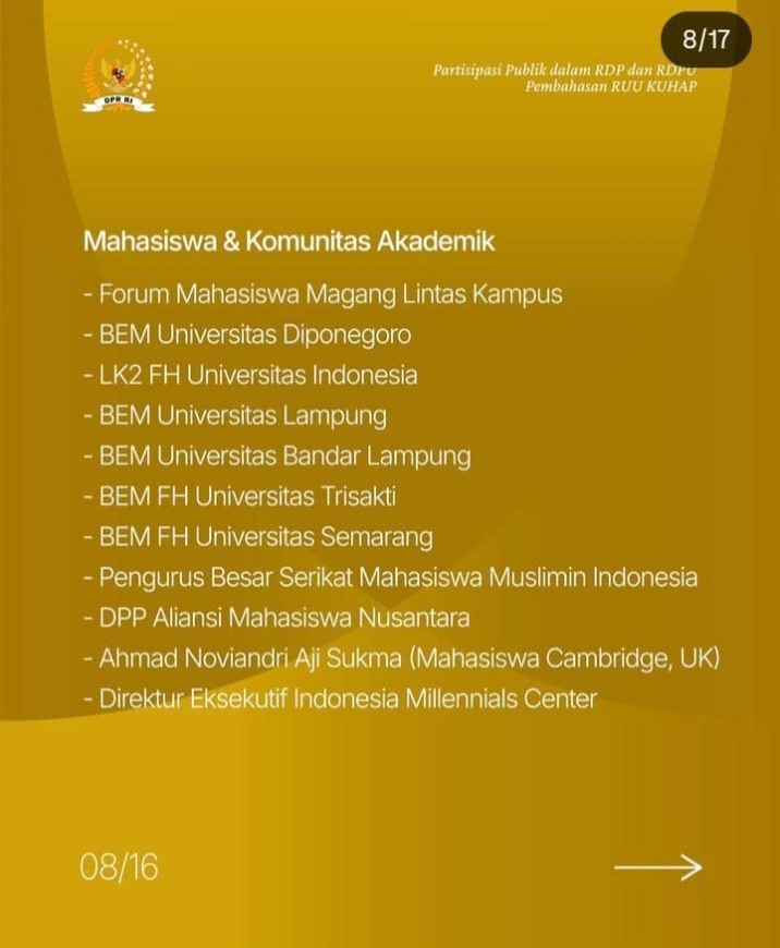 BEM Undip Somasi DPR RI, Bantah Pernah Ikut Pembahasan RKUHAP