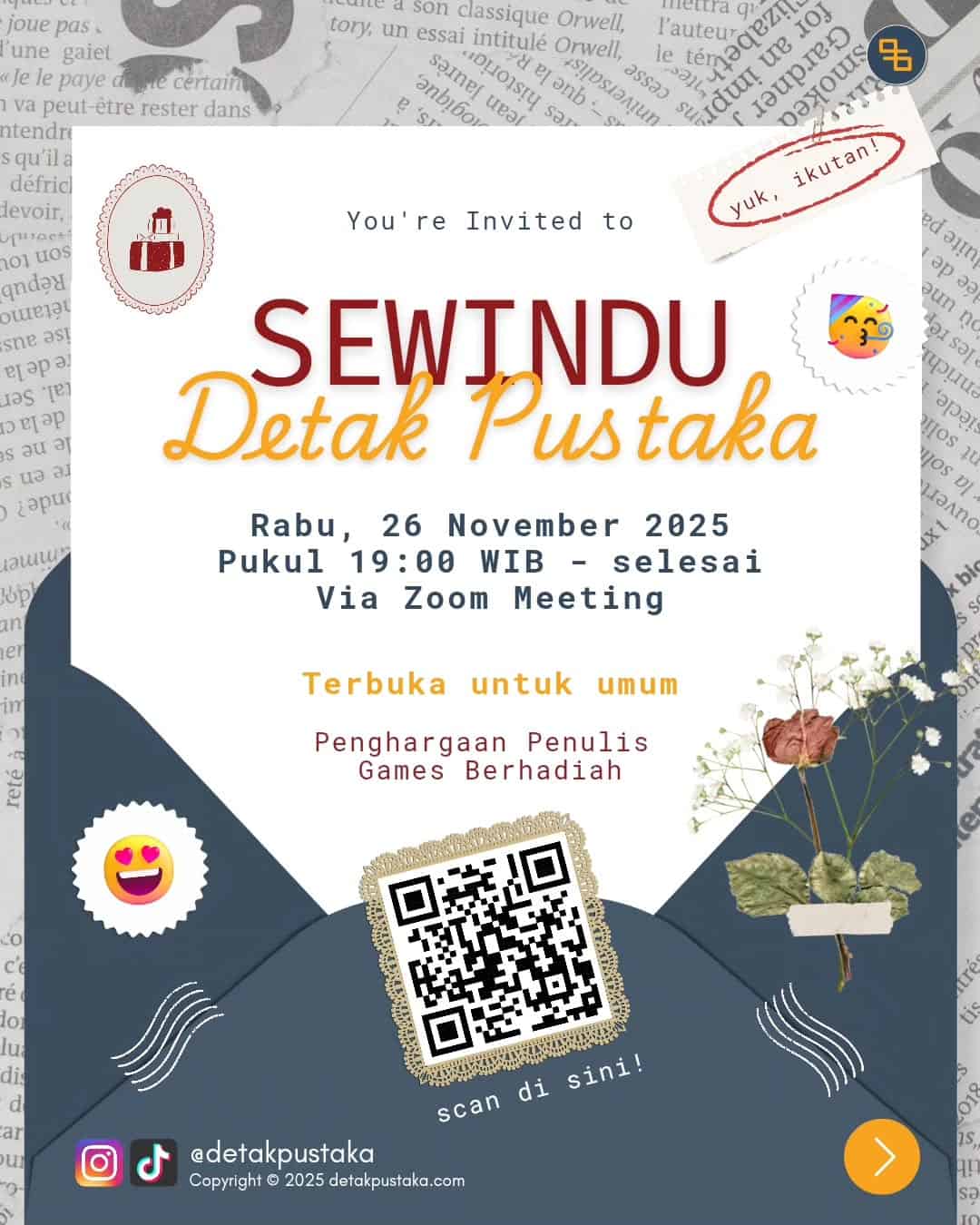 HUT ke-8 Detak Pustaka Sewindu Mengawal Mimpi dan Karya Penulis Muda