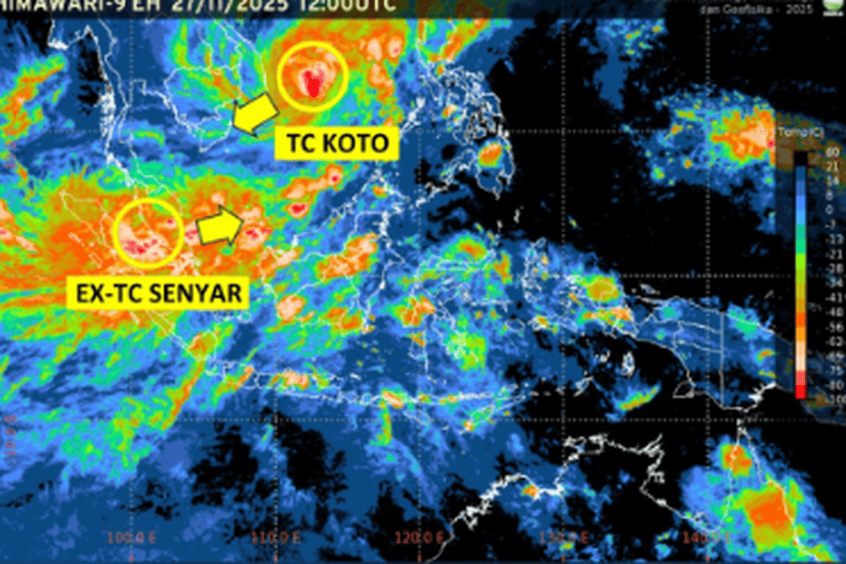 Siklon Senyar Melemah, Siklon Koto Tetap Menguat: BMKG Ingatkan Potensi Cuaca Ekstrem